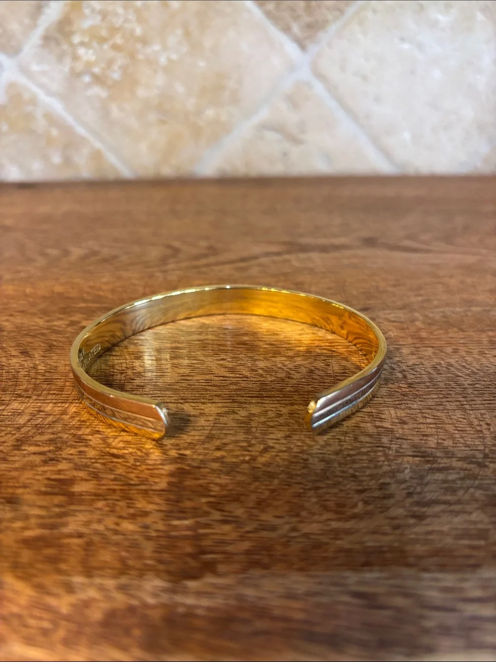 Vintage Three Tone Magnetic Cuff Bracelet - Gold & Silver&Copper L/XL